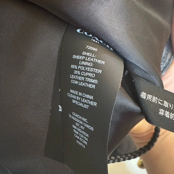 Coach Men's Dark Blue Leather Moto Jacket - Picture 8 of 8